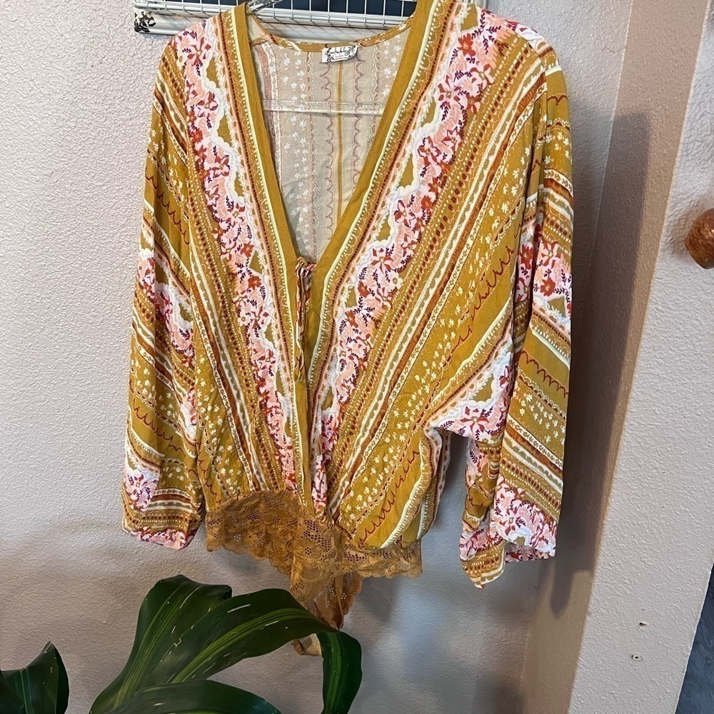 Intimately by Free People Women's Yellow Bodysuit Blouse Top Size XS - Picture 1 of 9